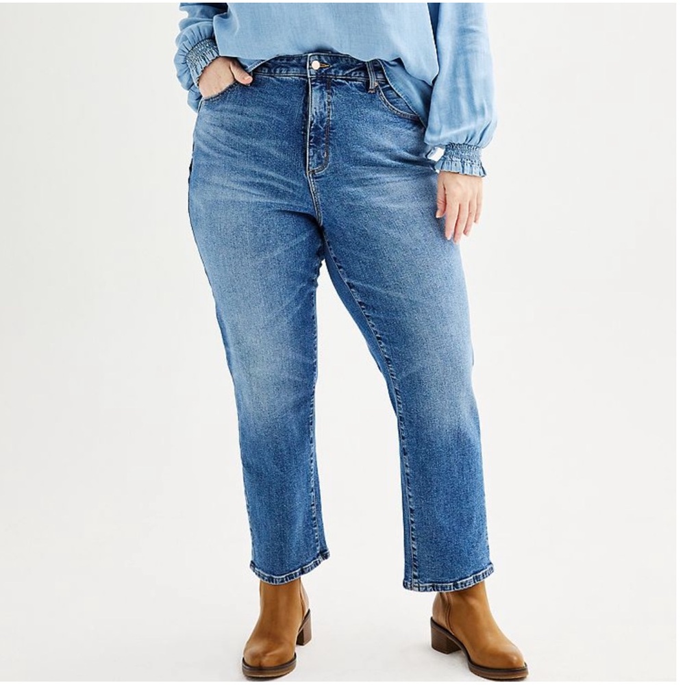 NWT Sonoma medium wash high rise straight leg jean size 30W